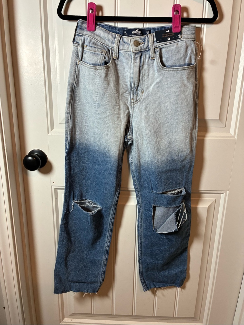 Hollister Two-Tone Blue Ombre Straight-Leg Jeans